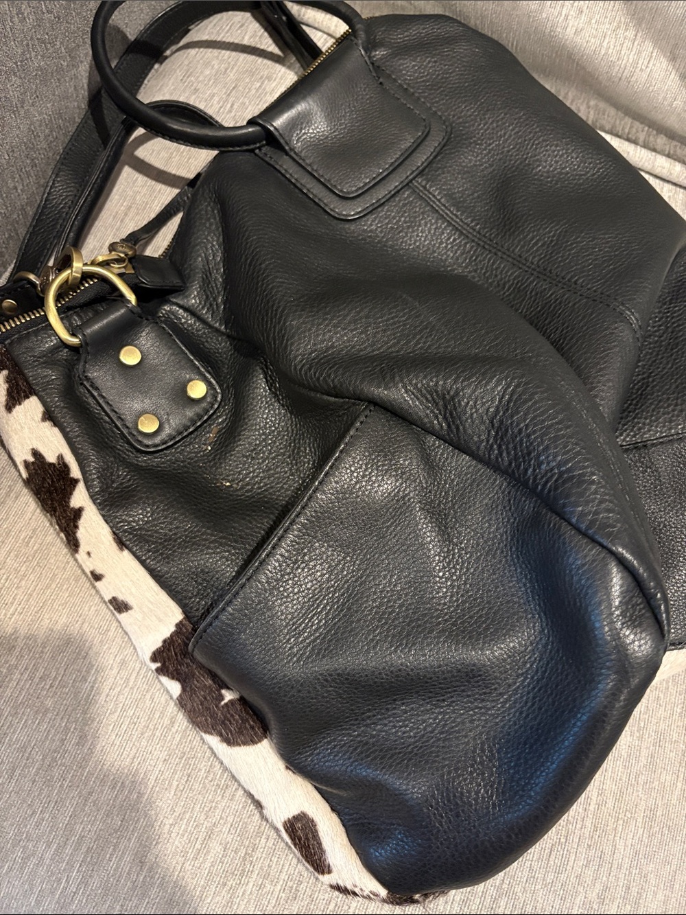 HOBO Black and White Cowhide Satchel - Picture 9 of 9